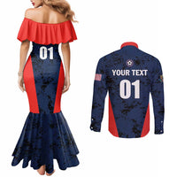 Custom USA Soccer Team Couples Matching Mermaid Dress and Long Sleeve Button Shirt Born To Win