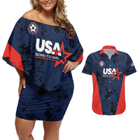 Custom USA Soccer Team Couples Matching Off Shoulder Short Dress and Hawaiian Shirt Born To Win