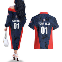 Custom USA Soccer Team Couples Matching Off The Shoulder Long Sleeve Dress and Hawaiian Shirt Born To Win