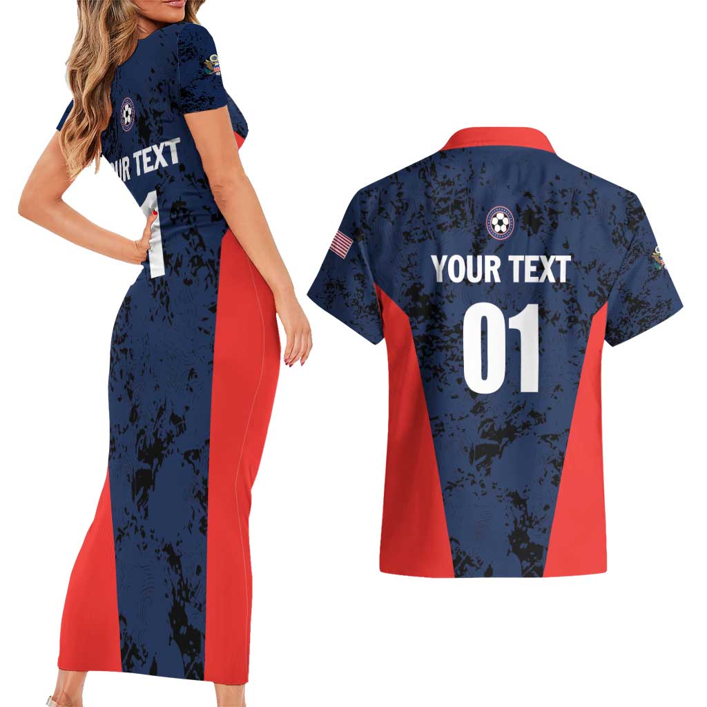 Custom USA Soccer Team Couples Matching Short Sleeve Bodycon Dress and Hawaiian Shirt Born To Win