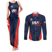 Custom USA Soccer Team Couples Matching Tank Maxi Dress and Long Sleeve Button Shirt Born To Win