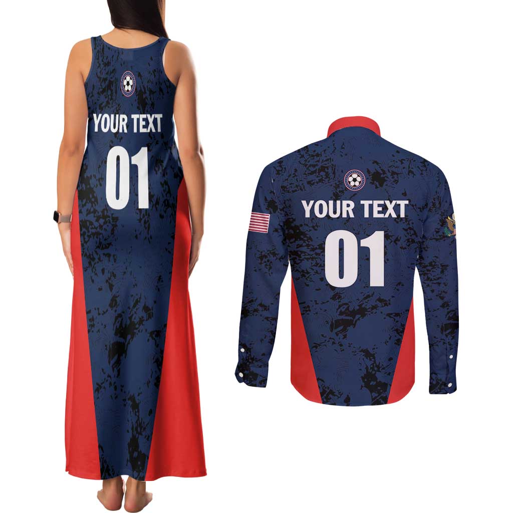 Custom USA Soccer Team Couples Matching Tank Maxi Dress and Long Sleeve Button Shirt Born To Win