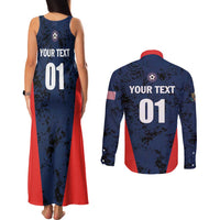 Custom USA Soccer Team Couples Matching Tank Maxi Dress and Long Sleeve Button Shirt Born To Win