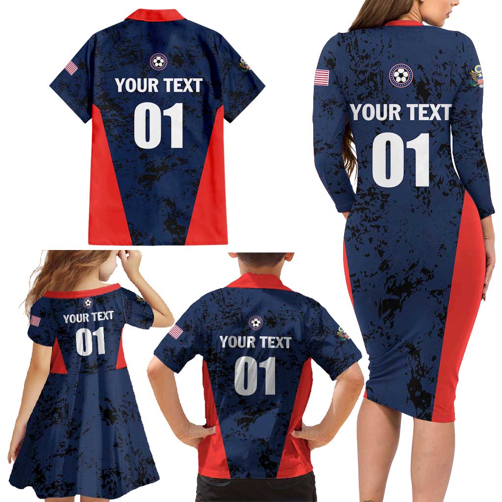 Custom USA Soccer Team Family Matching Long Sleeve Bodycon Dress and Hawaiian Shirt Born To Win