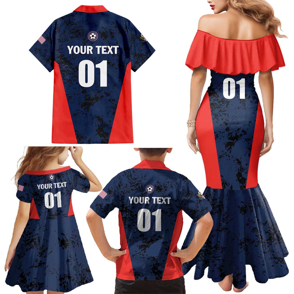 Custom USA Soccer Team Family Matching Mermaid Dress and Hawaiian Shirt Born To Win