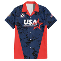 Custom USA Soccer Team Family Matching Off The Shoulder Long Sleeve Dress and Hawaiian Shirt Born To Win