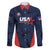 Custom USA Soccer Team Family Matching Off The Shoulder Long Sleeve Dress and Hawaiian Shirt Born To Win