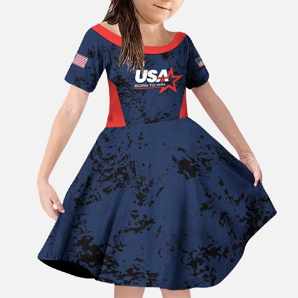 Custom USA Soccer Team Family Matching Off Shoulder Maxi Dress and Hawaiian Shirt Born To Win
