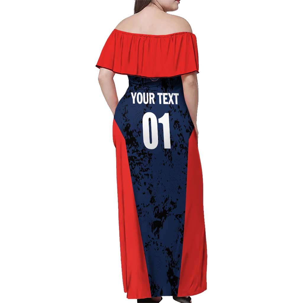 Custom USA Soccer Team Family Matching Off Shoulder Maxi Dress and Hawaiian Shirt Born To Win