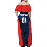 Custom USA Soccer Team Family Matching Off Shoulder Maxi Dress and Hawaiian Shirt Born To Win