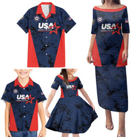 Custom USA Soccer Team Family Matching Puletasi and Hawaiian Shirt Born To Win