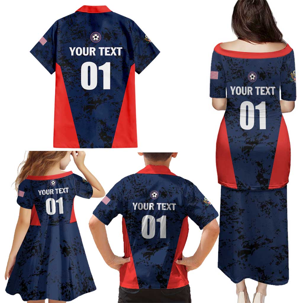 Custom USA Soccer Team Family Matching Puletasi and Hawaiian Shirt Born To Win