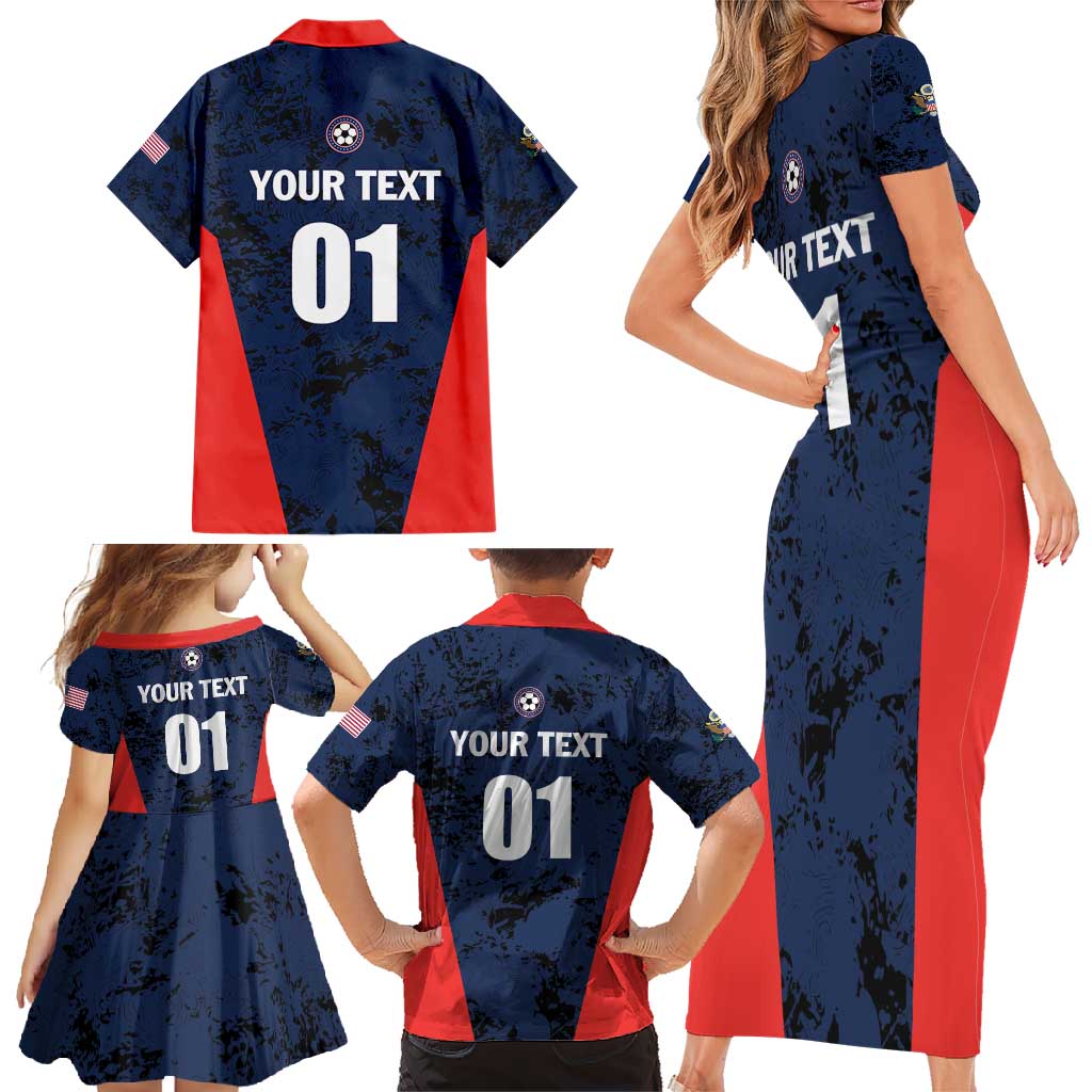 Custom USA Soccer Team Family Matching Short Sleeve Bodycon Dress and Hawaiian Shirt Born To Win