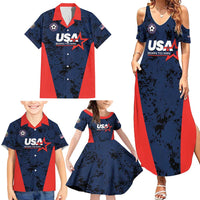 Custom USA Soccer Team Family Matching Summer Maxi Dress and Hawaiian Shirt Born To Win