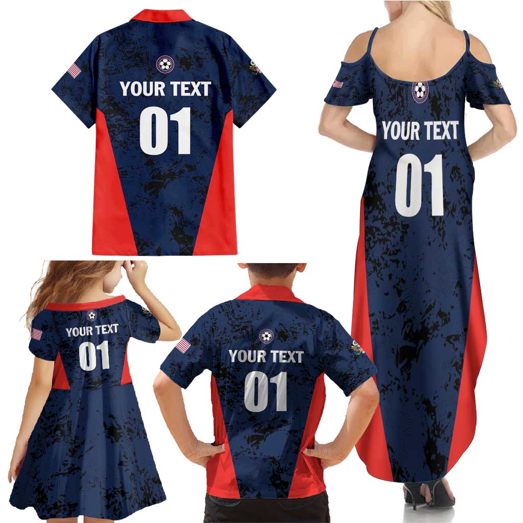 Custom USA Soccer Team Family Matching Summer Maxi Dress and Hawaiian Shirt Born To Win