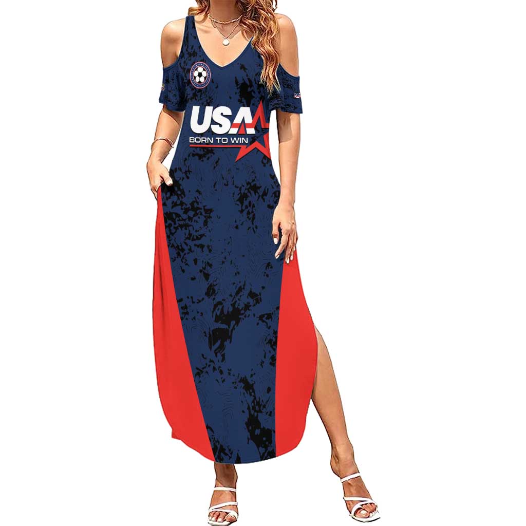 Custom USA Soccer Team Family Matching Summer Maxi Dress and Hawaiian Shirt Born To Win
