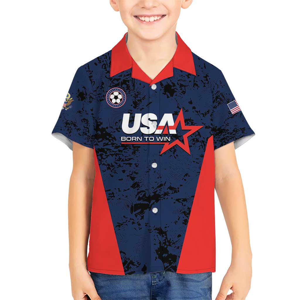 Custom USA Soccer Team Family Matching Summer Maxi Dress and Hawaiian Shirt Born To Win