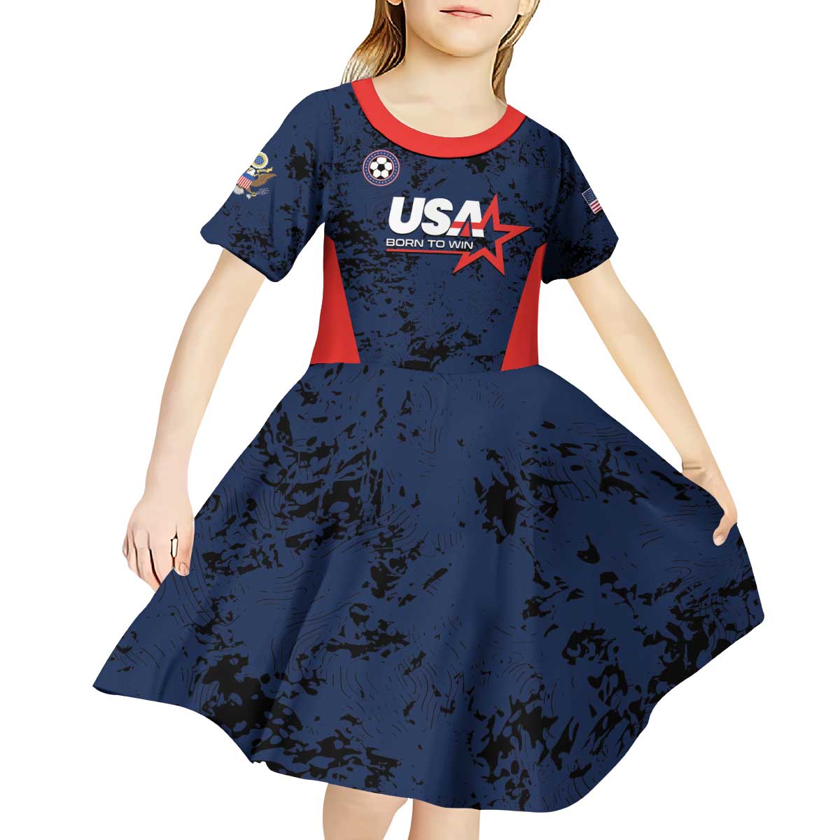 Custom USA Soccer Team Kid Short Sleeve Dress Born To Win