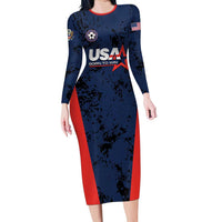 Custom USA Soccer Team Long Sleeve Bodycon Dress Born To Win