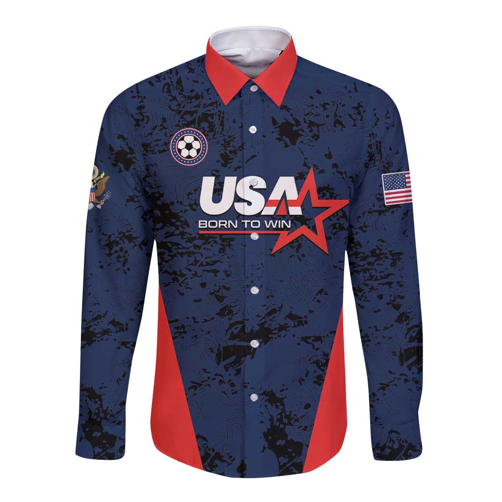Custom USA Soccer Team Long Sleeve Button Shirt Born To Win