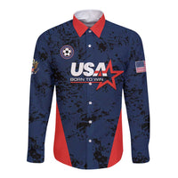 Custom USA Soccer Team Long Sleeve Button Shirt Born To Win