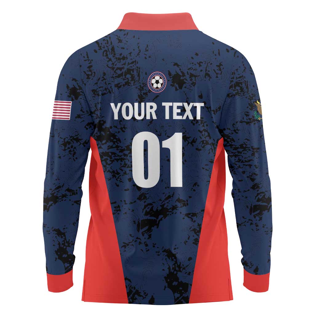 Custom USA Soccer Team Long Sleeve Polo Shirt Born To Win