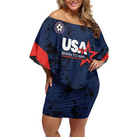 Custom USA Soccer Team Off Shoulder Short Dress Born To Win