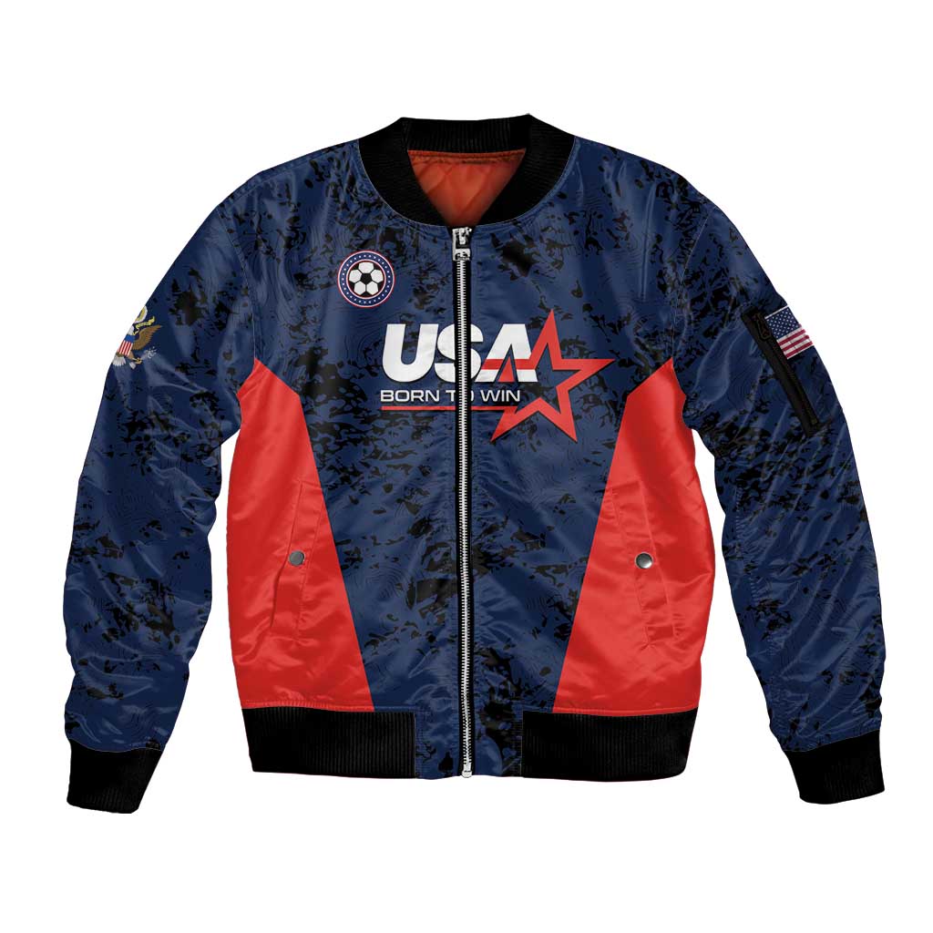Custom USA Soccer Team Sleeve Zip Bomber Jacket Born To Win