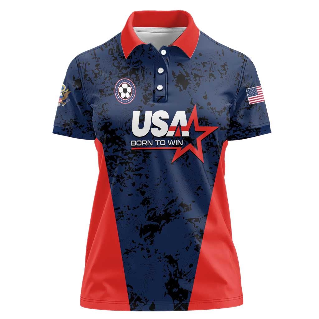 Custom USA Soccer Team Women Polo Shirt Born To Win