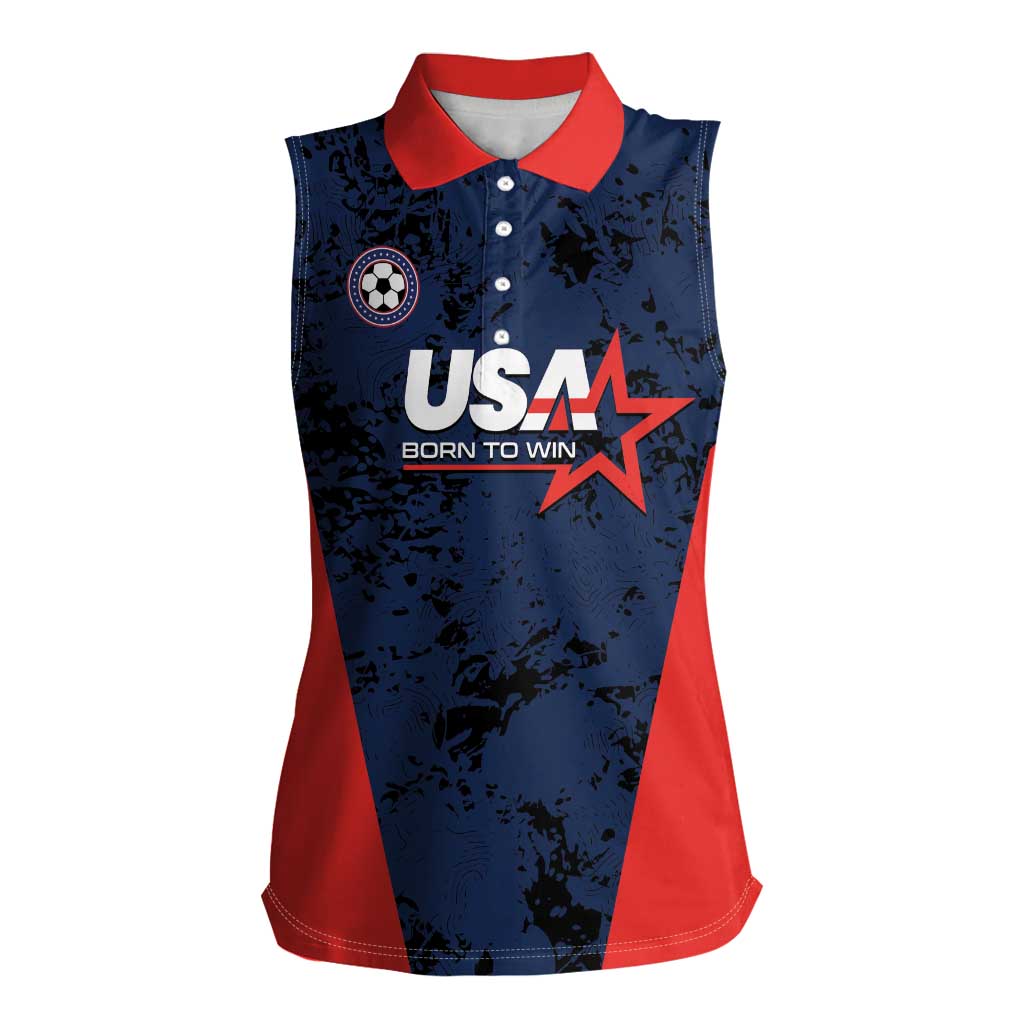 Custom USA Soccer Team Women Sleeveless Polo Shirt Born To Win