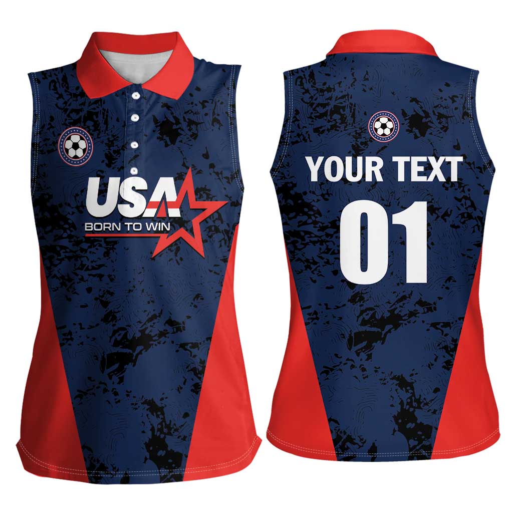 Custom USA Soccer Team Women Sleeveless Polo Shirt Born To Win