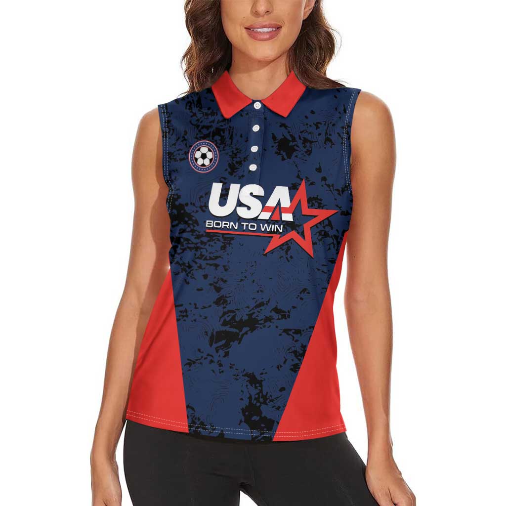 Custom USA Soccer Team Women Sleeveless Polo Shirt Born To Win