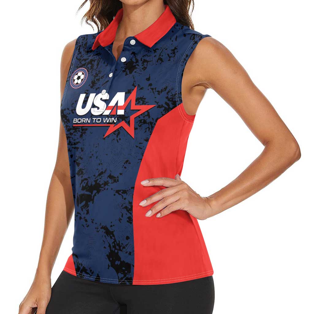 Custom USA Soccer Team Women Sleeveless Polo Shirt Born To Win