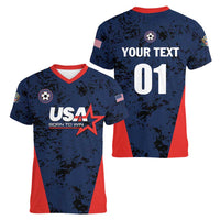 Custom USA Soccer Team Women V-Neck T-Shirt Born To Win