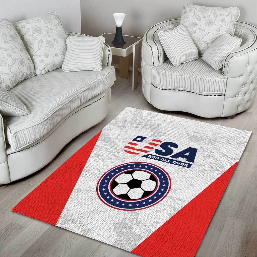 USA Soccer Team Area Rug Red All Over