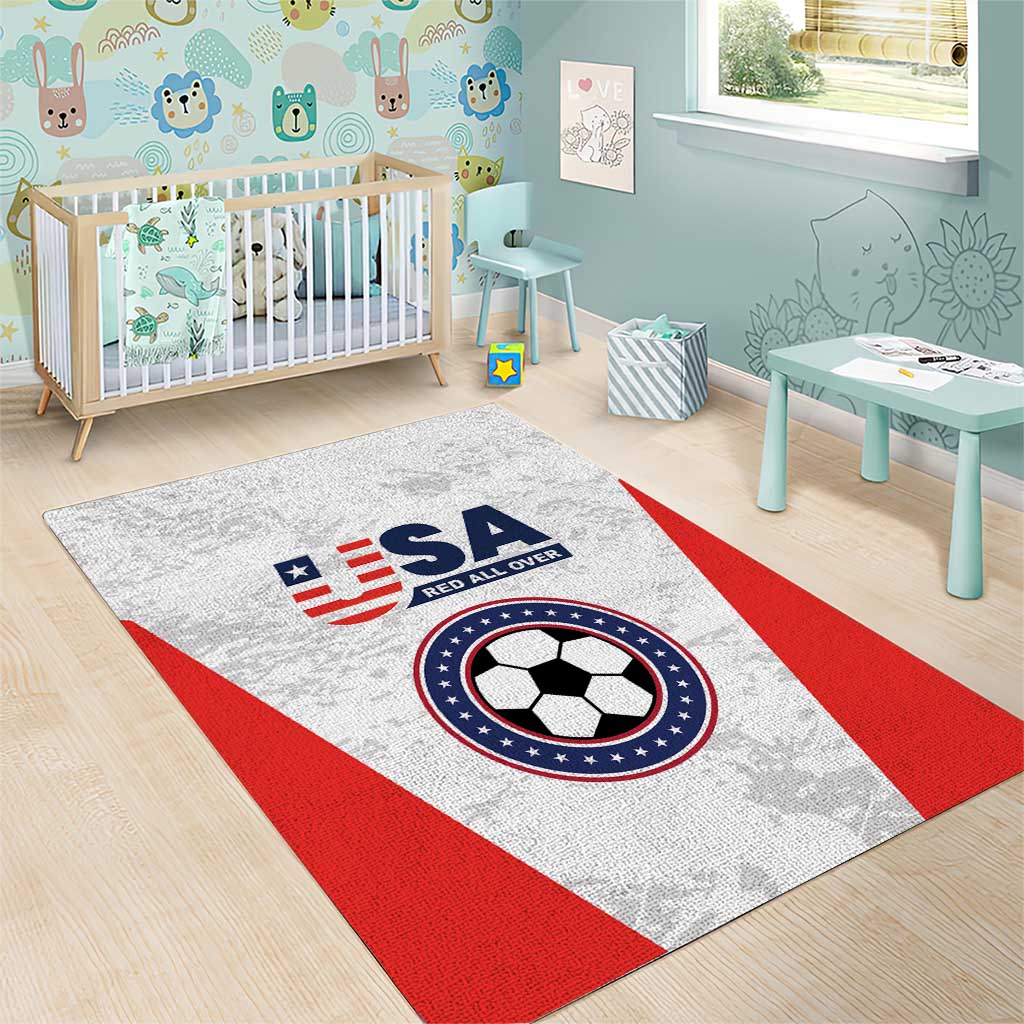 USA Soccer Team Area Rug Red All Over