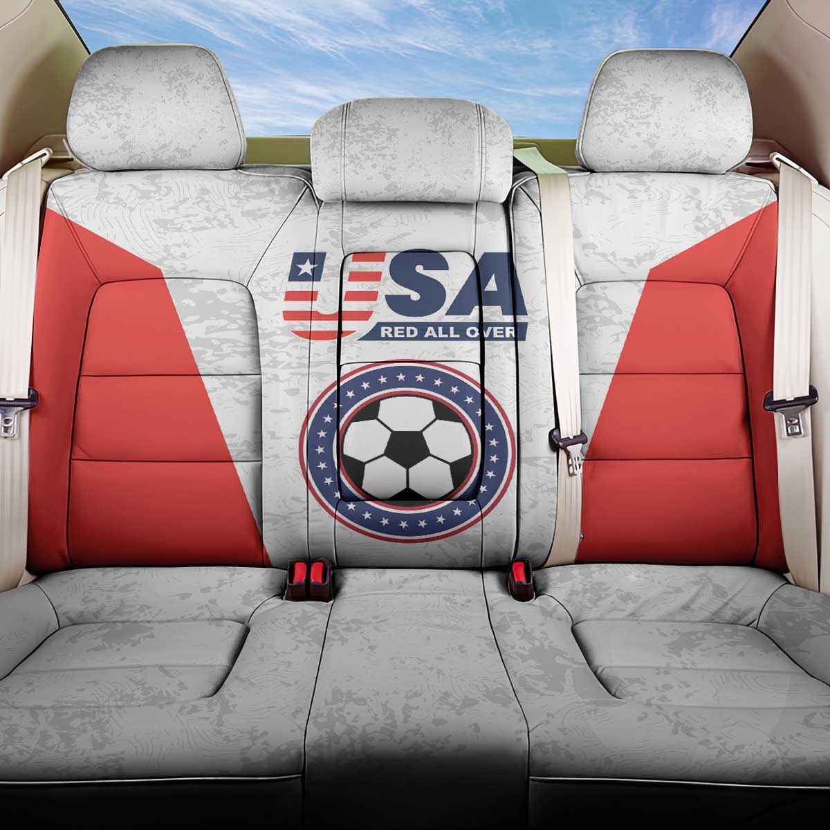 USA Soccer Team Back Car Seat Cover Red All Over