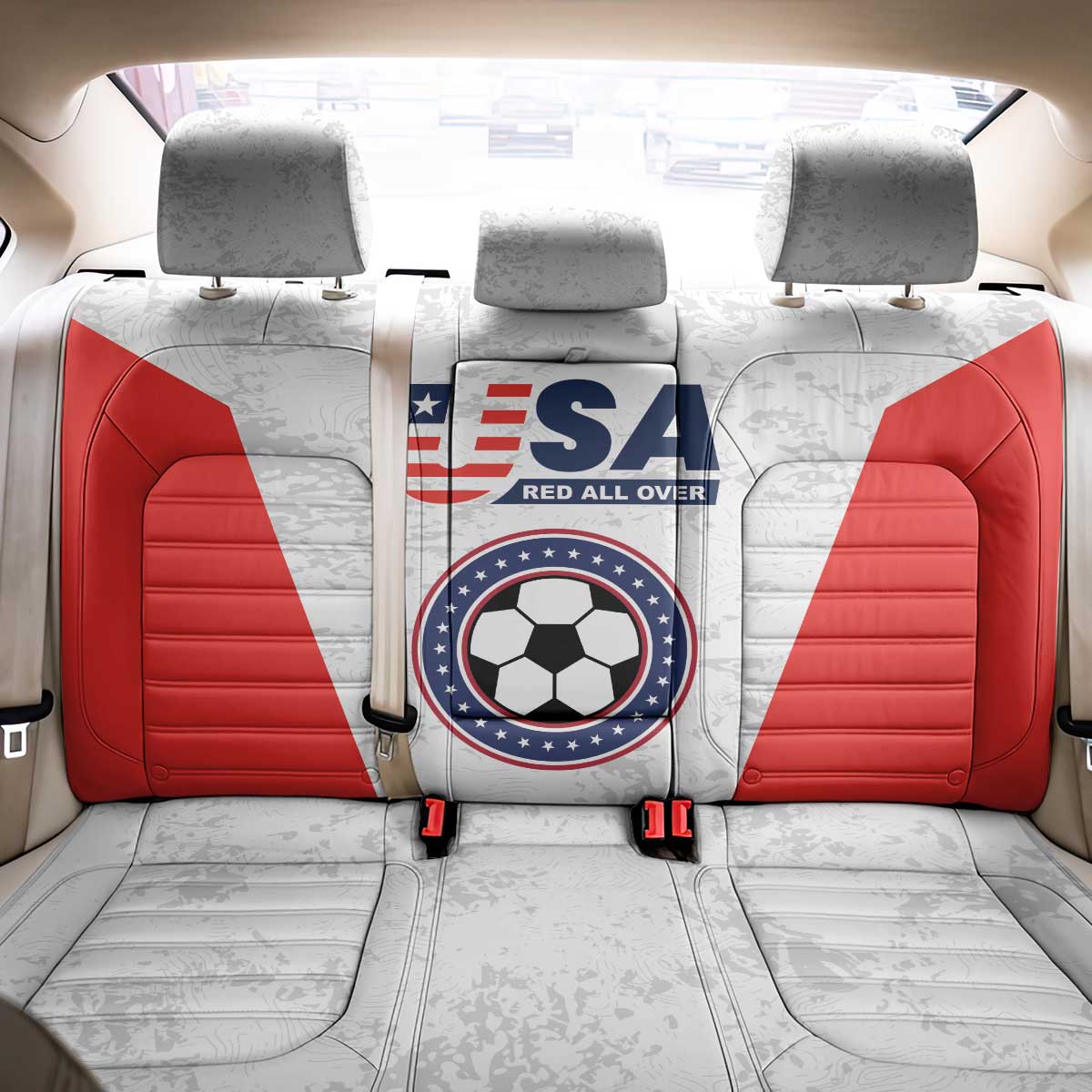 USA Soccer Team Back Car Seat Cover Red All Over