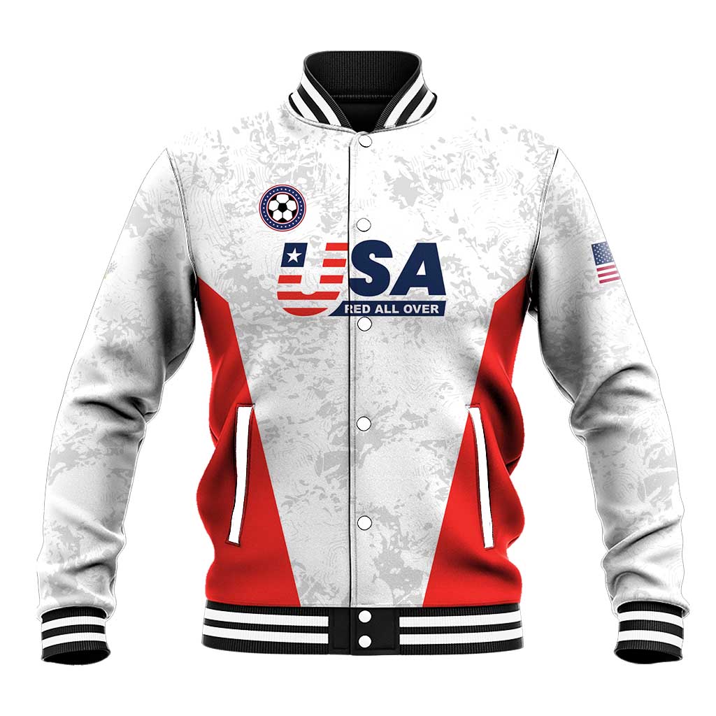 Custom USA Soccer Team Baseball Jacket Red All Over