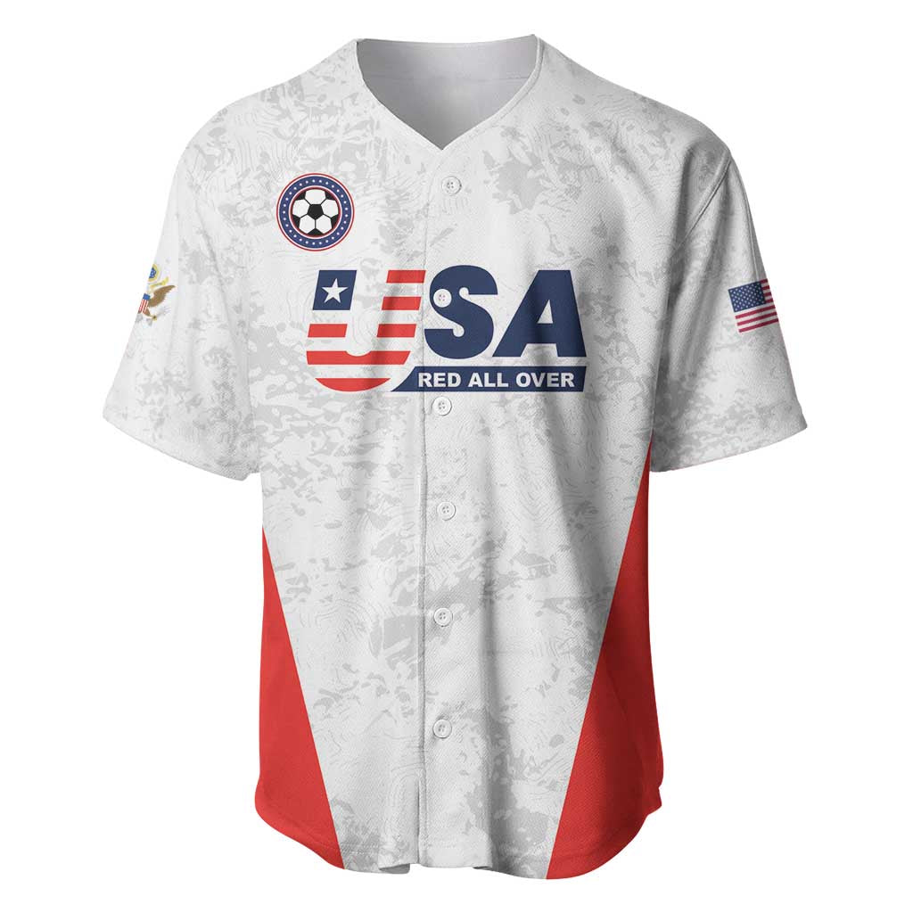 Custom USA Soccer Team Baseball Jersey Red All Over