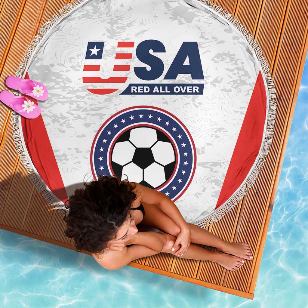 USA Soccer Team Beach Blanket Red All Over