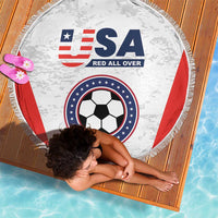 USA Soccer Team Beach Blanket Red All Over