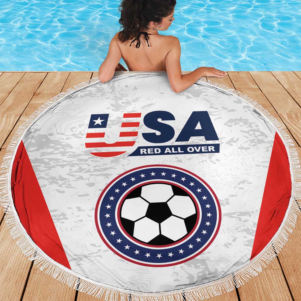 USA Soccer Team Beach Blanket Red All Over