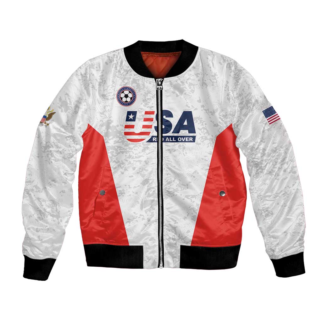 Custom USA Soccer Team Bomber Jacket Red All Over