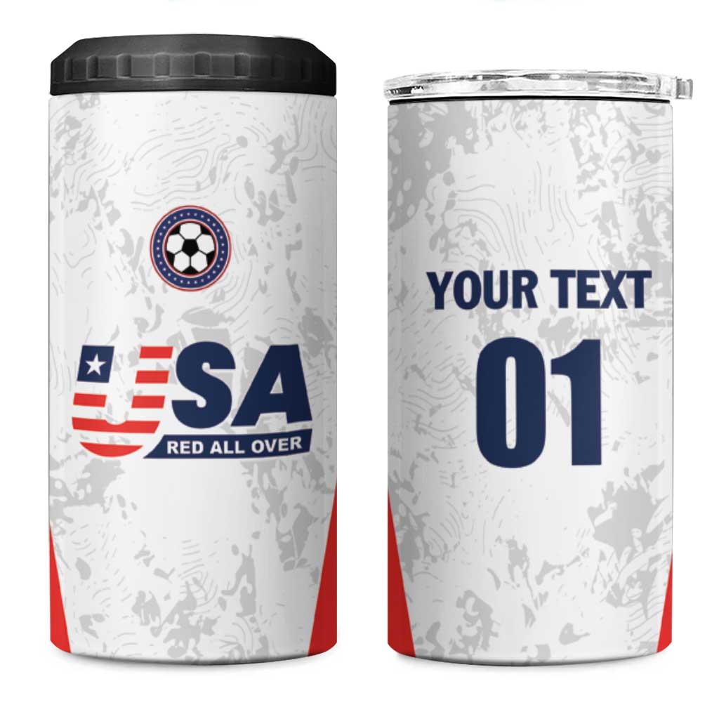 Custom USA Soccer Team 4 in 1 Can Cooler Tumbler Red All Over