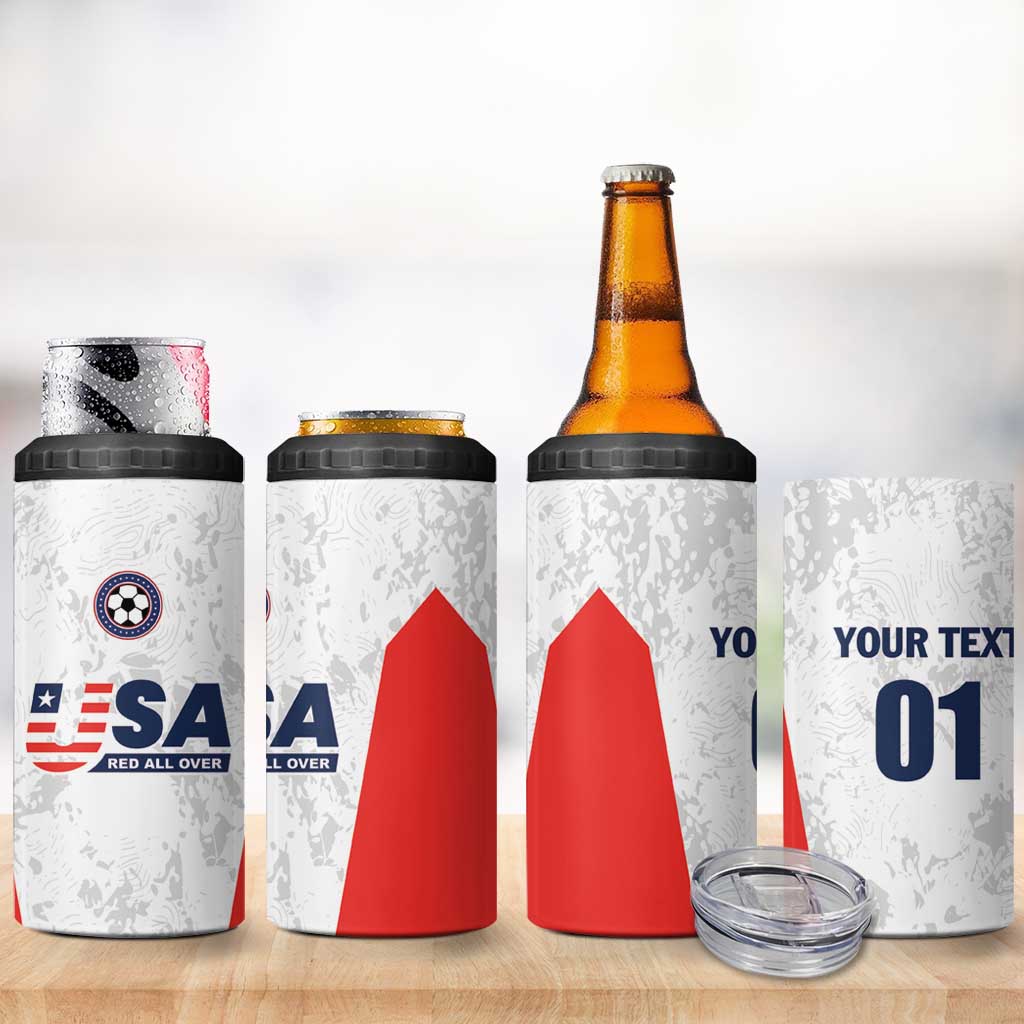Custom USA Soccer Team 4 in 1 Can Cooler Tumbler Red All Over