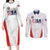 Custom USA Soccer Team Couples Matching Long Sleeve Bodycon Dress and Long Sleeve Button Shirt Red All Over