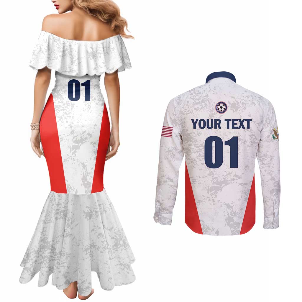 Custom USA Soccer Team Couples Matching Mermaid Dress and Long Sleeve Button Shirt Red All Over