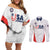 Custom USA Soccer Team Couples Matching Off Shoulder Short Dress and Long Sleeve Button Shirt Red All Over