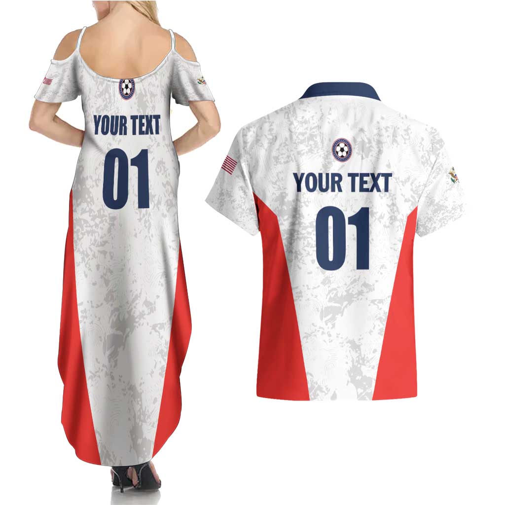 Custom USA Soccer Team Couples Matching Summer Maxi Dress and Hawaiian Shirt Red All Over